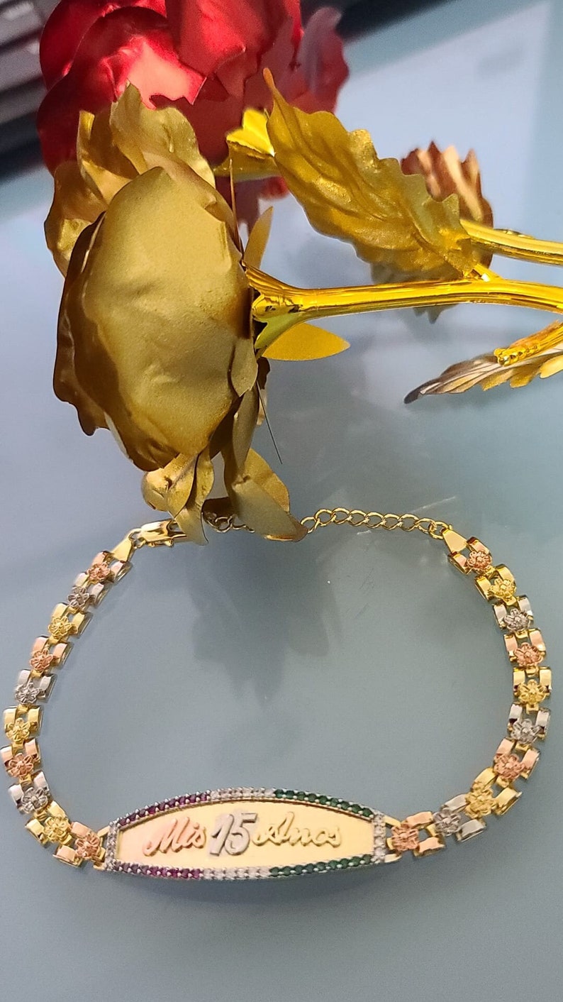 14k Gold Plated Jewelry Bracelet Quinceanera Gift 15th Etsy