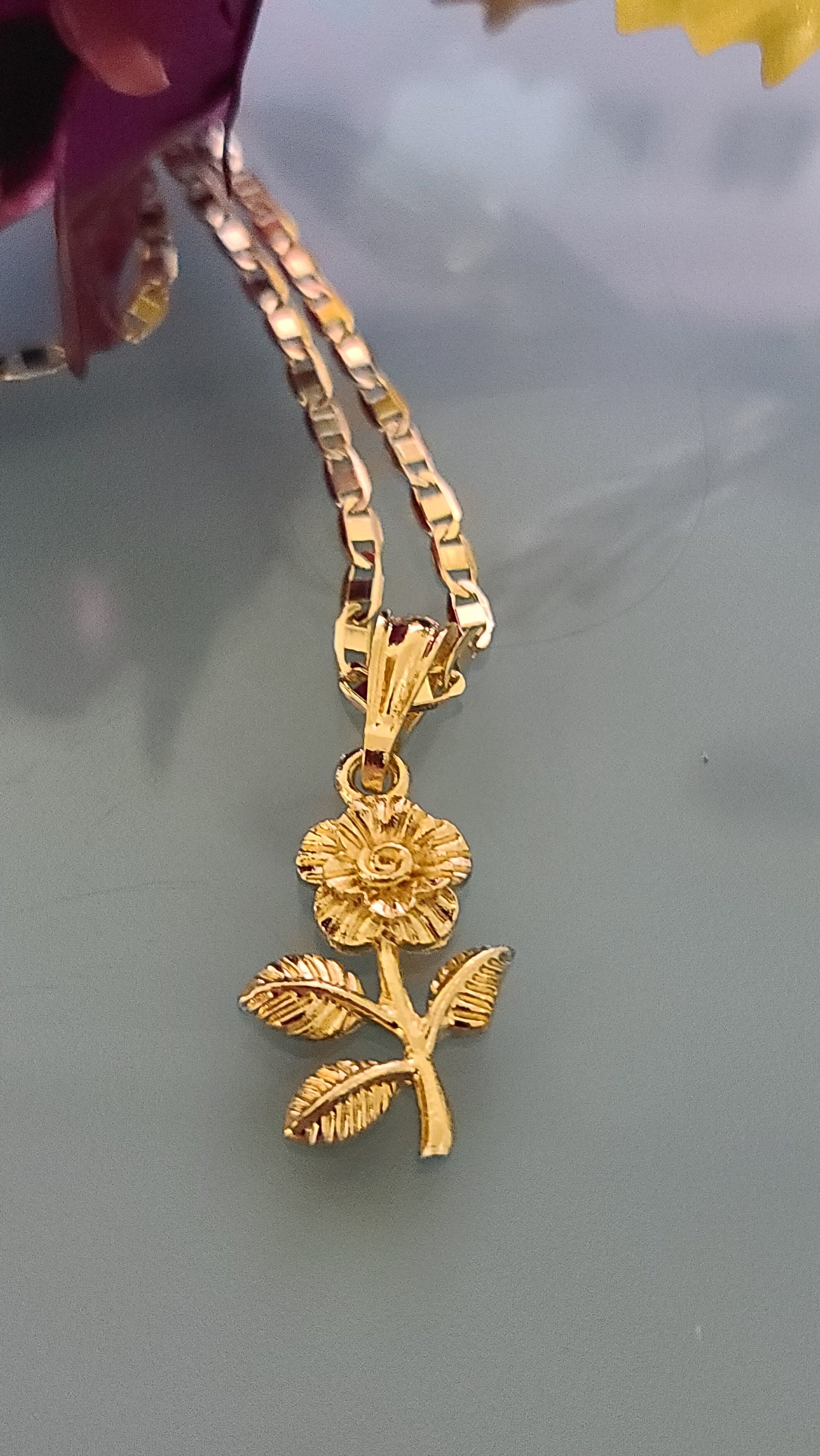 k14 rose flower necklace top 14金 14k Gold Plated Rose Flower Necklace | Rose Pendant | Cadena