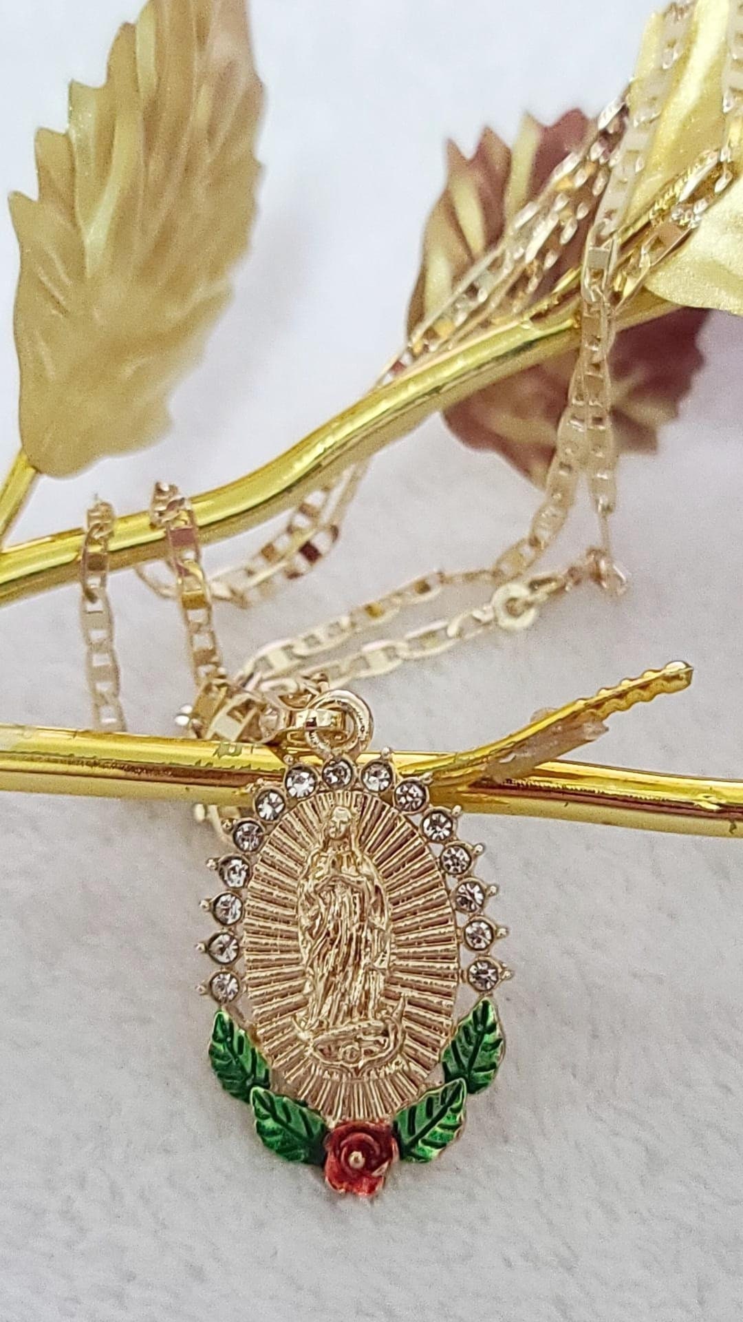 14k Gold Plated Virgin Mary Necklace | Virgen De Guadalupe Cadena | Oro ...