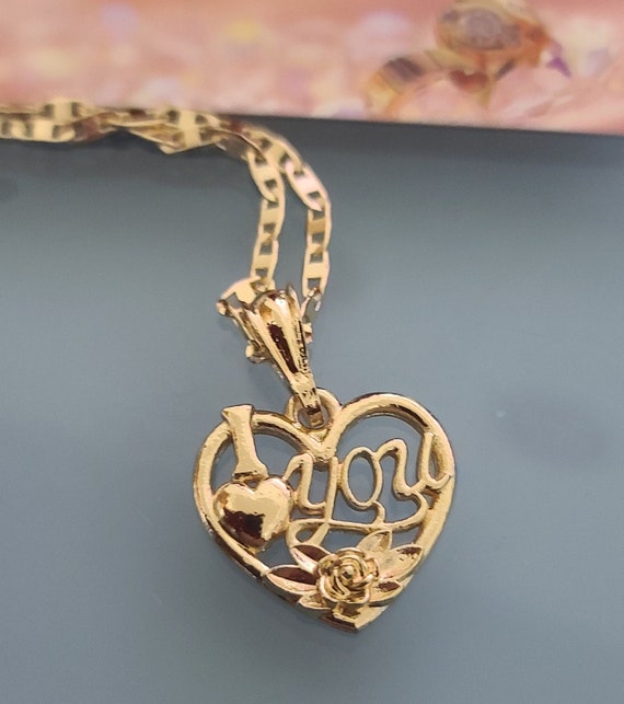 14k gold i love you necklace deals