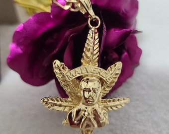14K Gold Plated Marijuana Leaf Necklace | Malverde Cadena | Oro Laminado | Special Gift | Deal Today |