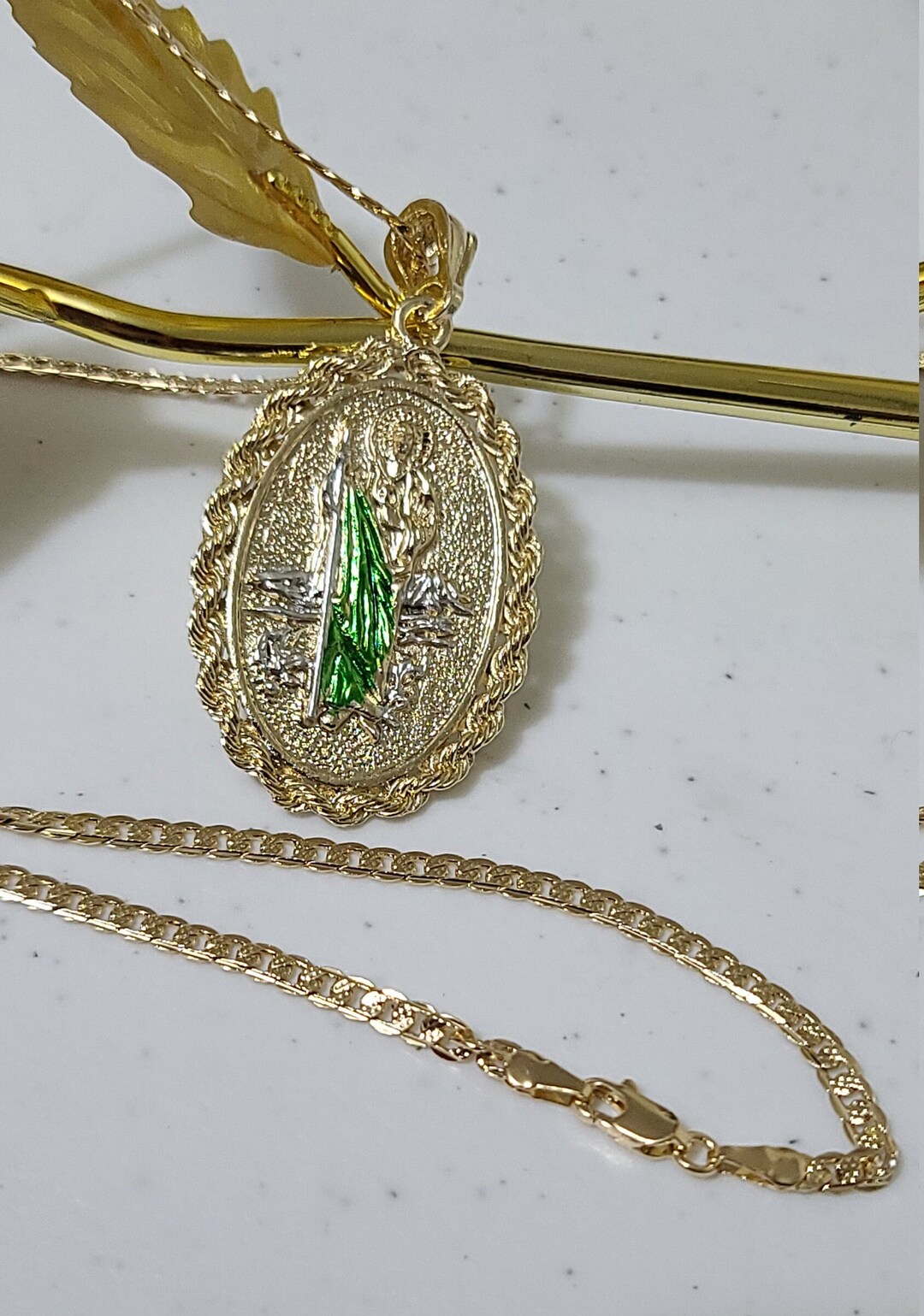 14k Gold Plated St. Jude Thaddeus Medal Necklace | San Judas Tadeo ...