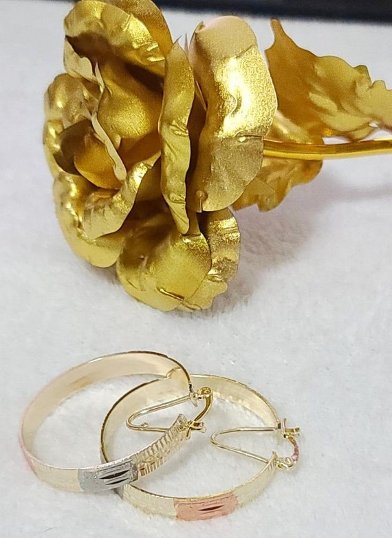 14K Gold Plated Chandelier Earrings Clear Black Aretes Folklorico Oro  laminado