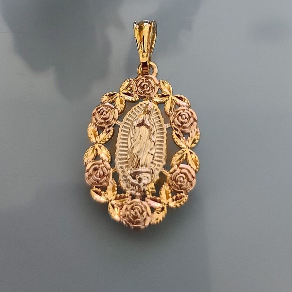 14k Gold Plated Guadalupe Virgin Necklace - Cadena Oro Laminado Virgen Guadalupe - Mother's Day, Father's Day, Christmas, Special Gift!