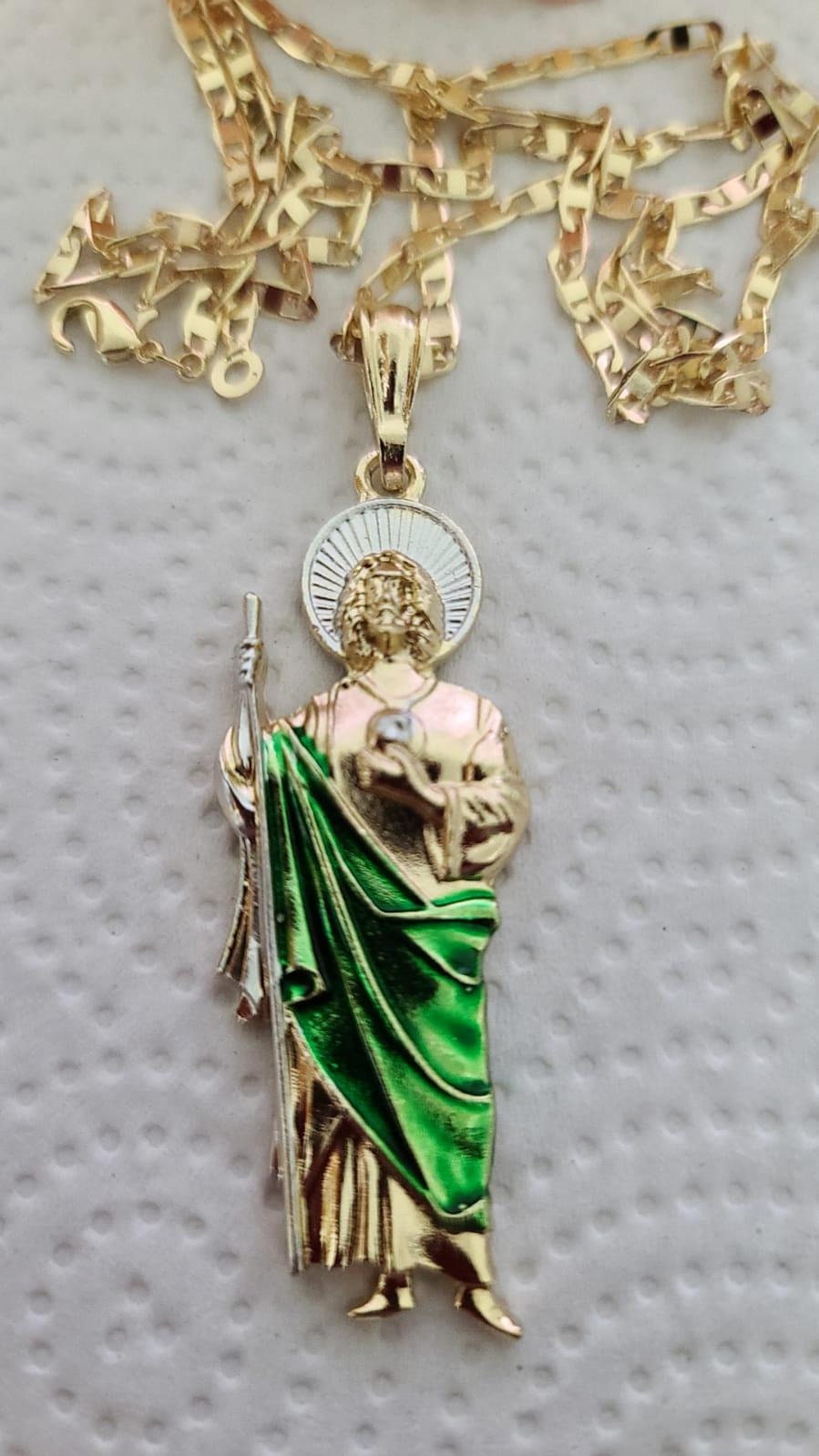 10k & 14k Massivgold Saint Jude San Jesus Tri-Color CZ Charm Anhänger Halskette Für Männer Frauen - Einzigartiges Geschenk Für Sie Und Ihn - Schweiz
