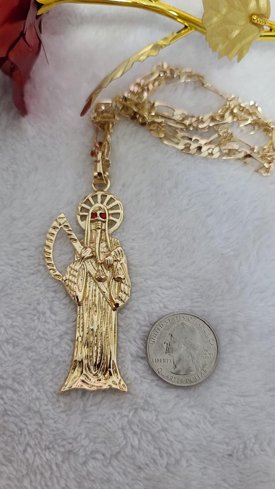 925 Sterling Silver La Santa Muerte Moissanite VVS1 Pendant Dije de Plata 3 eBa