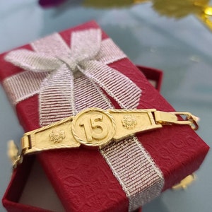 14k Gold Plated MIS XV Bracelet | Pulcera "Mis 15" en Oro Laminado | Gift for 15 Years | Regalo para tus Quince | Deal Today | Style #2