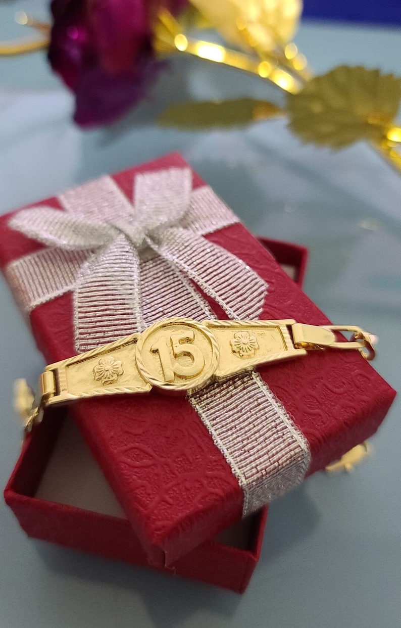14k Gold Plated MIS XV Bracelet | Pulcera "Mis 15" en Oro Laminado | Gift for 15 Years | Regalo para tus Quince | Deal Today | Style #2