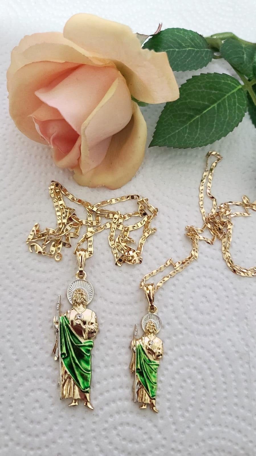14k Gold Plated Saint Jude Necklace ~san Judas Tadeo Cadena~ Religious ...