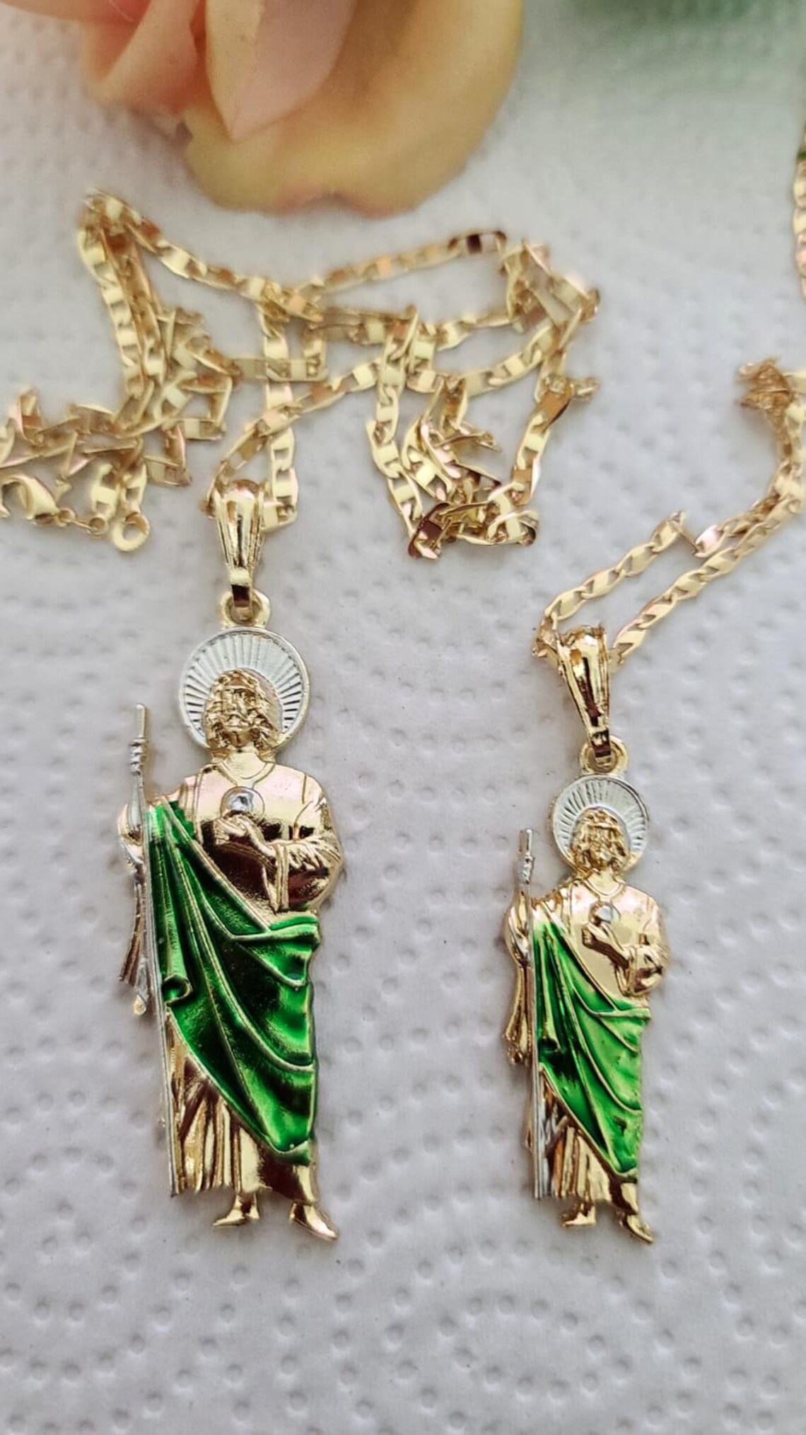 14k Gold Plated Saint Jude Necklace San Judas Tadeo Cadena | Etsy
