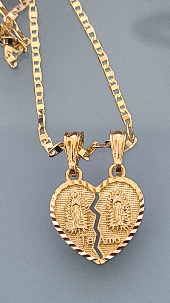 14k Gold Plated Guadalupe Virgin Heart 