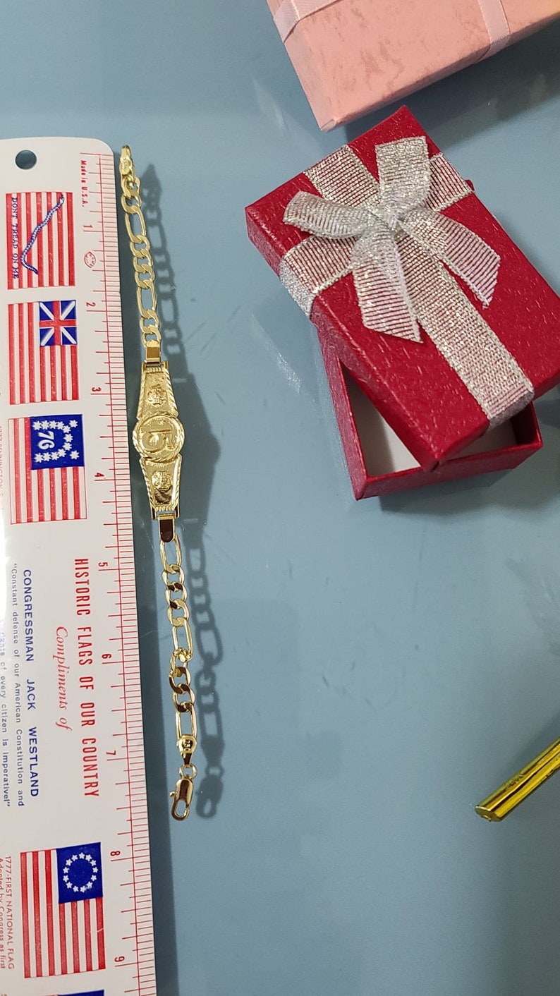 14k Gold Plated MIS XV Bracelet | Pulcera "Mis 15" en Oro Laminado | Gift for 15 Years | Regalo para tus Quince | Deal Today | bild 8