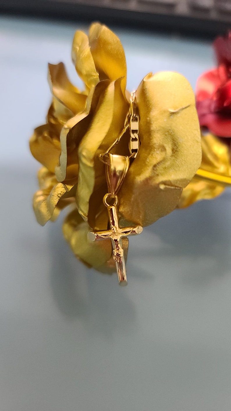 14k Gold Plated Saint Cross Crucifix Necklace Religious Etsy
