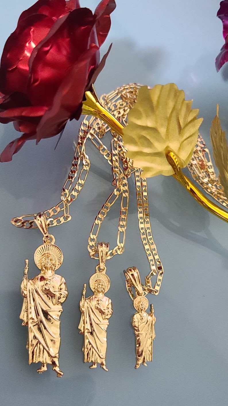 14k Gold Plated St Jude Necklace Cadena De San Judas En Oro - Etsy
