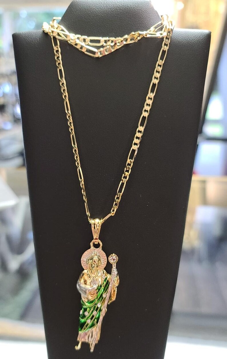 14k Gold Plated Saint Jude Necklace ~san Judas Tadeo Cadena~ Religious ...