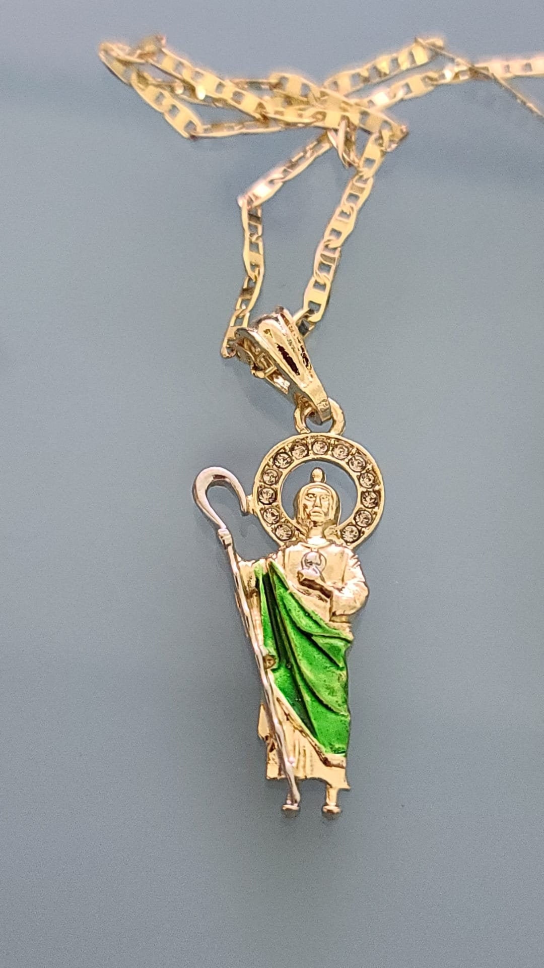 14k Tricolor Gold Plated St Jude Necklace | San Judas Cadena | Oro ...