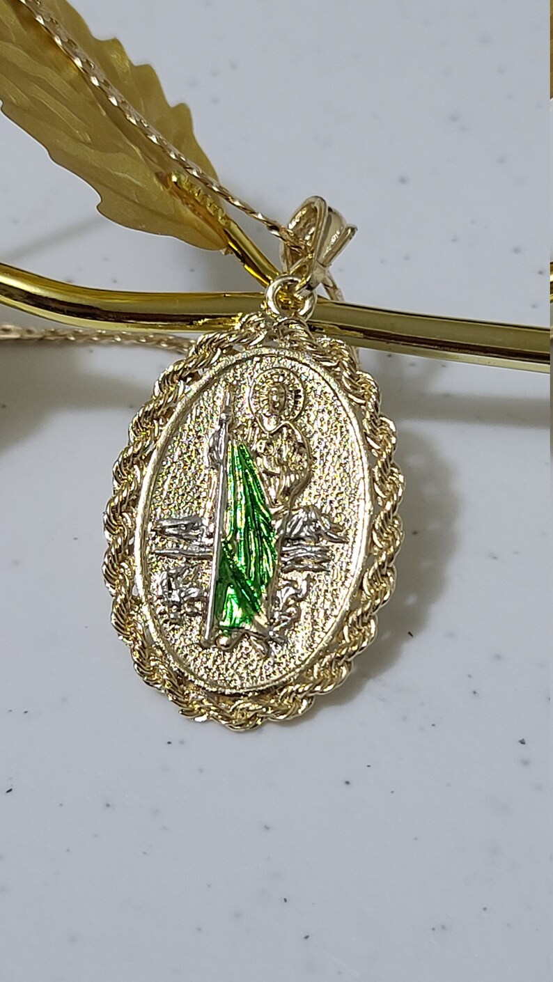 14k Gold Plated St. Jude Thaddeus Medal Necklace | San Judas Tadeo ...
