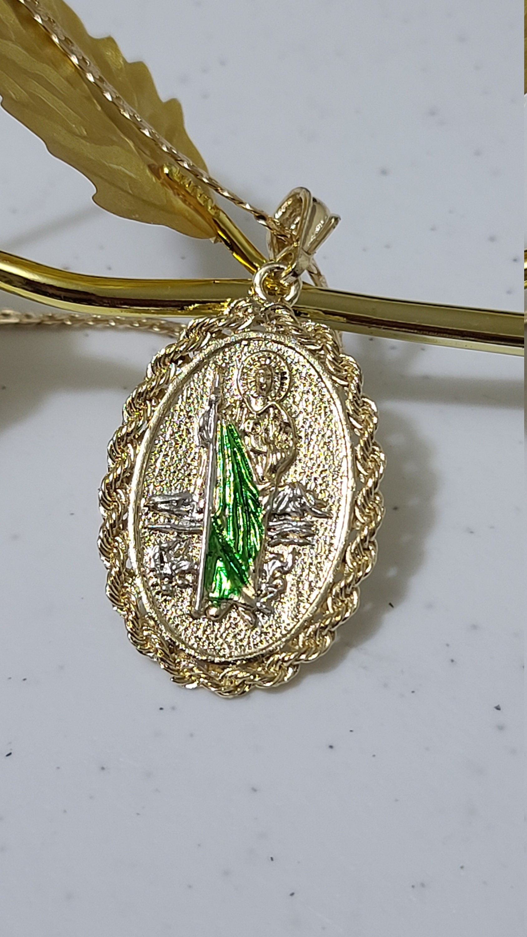 14k Gold Plated St. Jude Thaddeus Medal Necklace | San Judas Tadeo ...