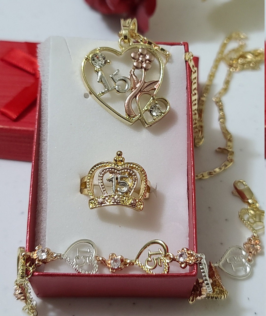 Oro Laminado Quinceanera Gift 15th Birthday Jewelry -  Hong Kong