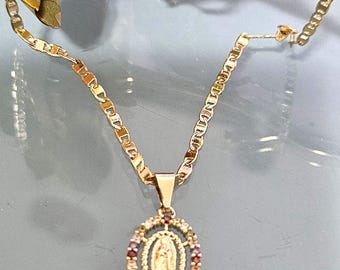 14k Gold Plated Guadalupe Virgin Necklace | Cadena de la Virgen | Oro Laminado| Mother's Day | Easter| Christmas | Special Catholic Gift |
