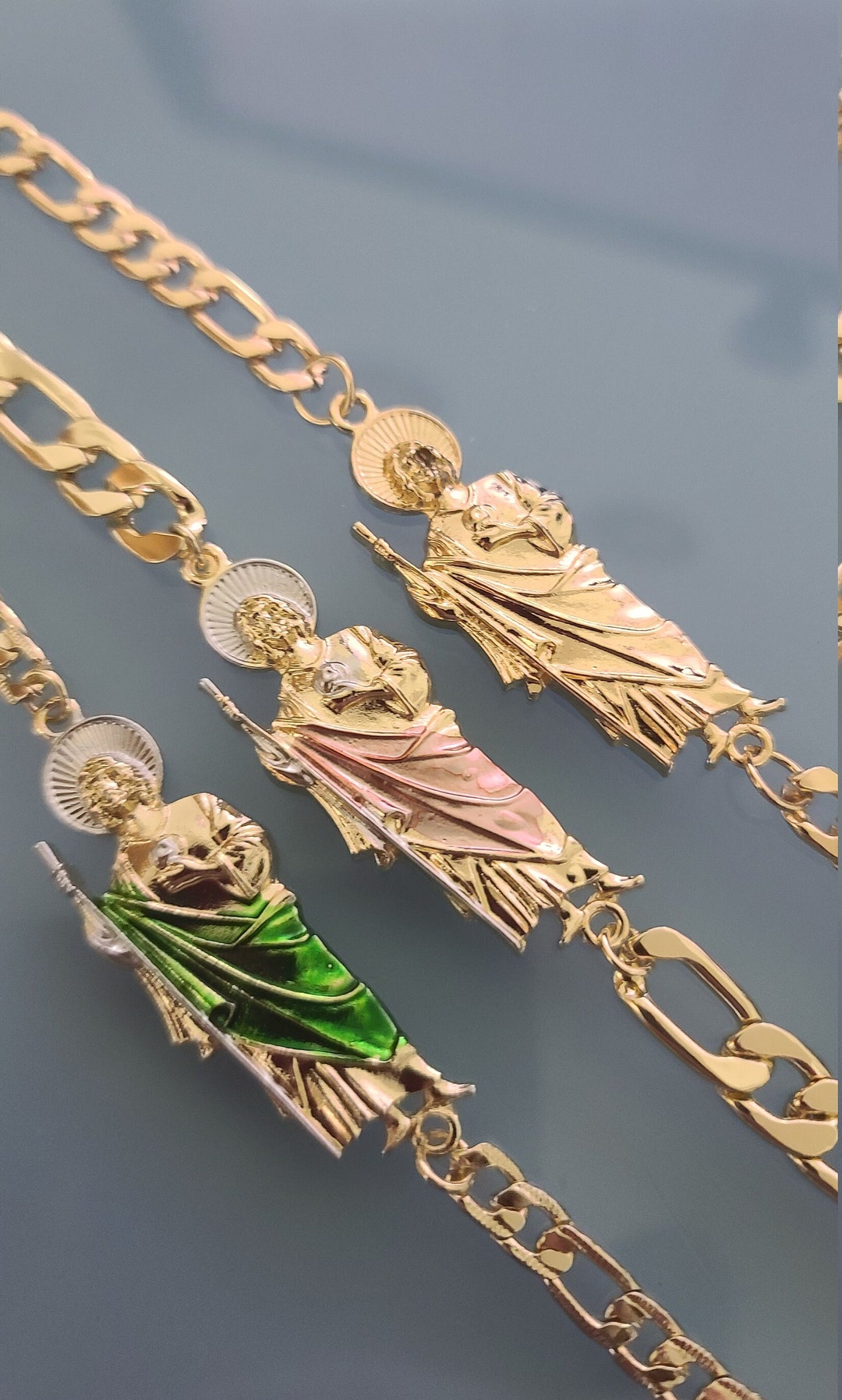 14k Gold Plated Saint Jude Bracelet Cuban Links Brazalete San Judas Oro Laminado Mother s Day Father s Day Valentine s Day Christmas Etsy