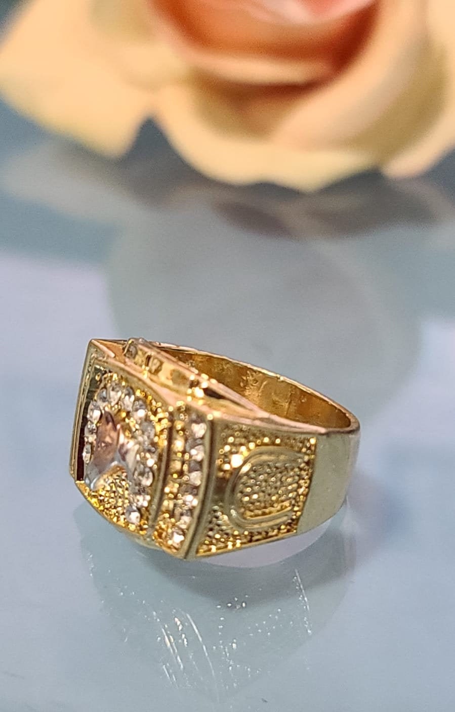 14k Tricolor Gold Plated Horse Ring for Men Grandioso Anillo - Etsy
