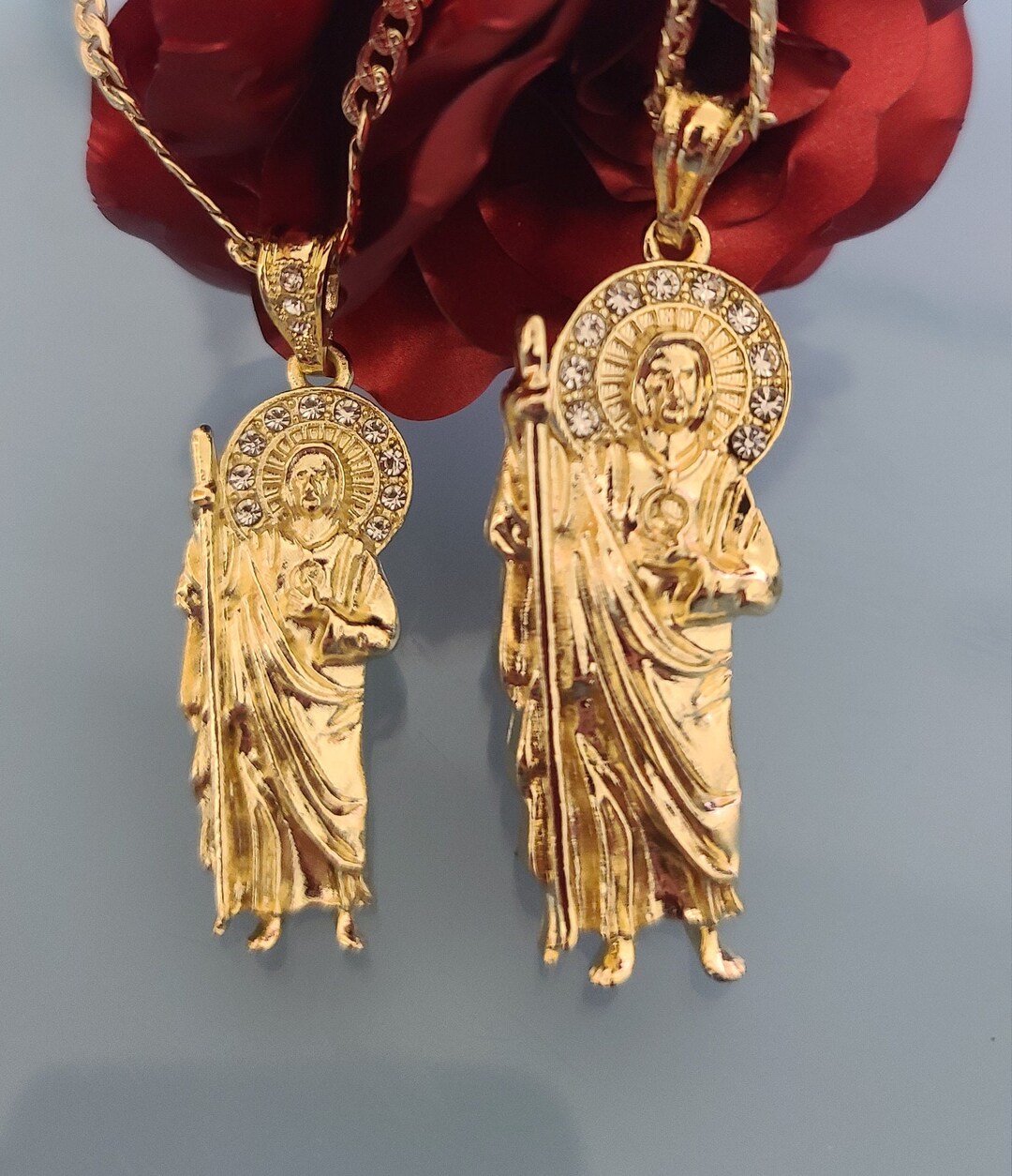 14k Gold Plated Saint Jude Necklace | San Judas Tadeo Cadena ...