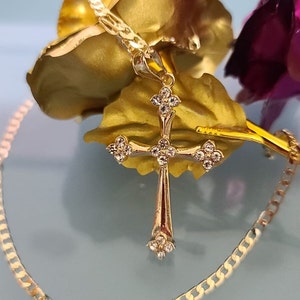 14k Gold Plated Saint Cross | Crucifix Necklace |  Religious Cross Crucifix | Cadena Cruz |Oro Laminado | Special Gift | Deal Today |