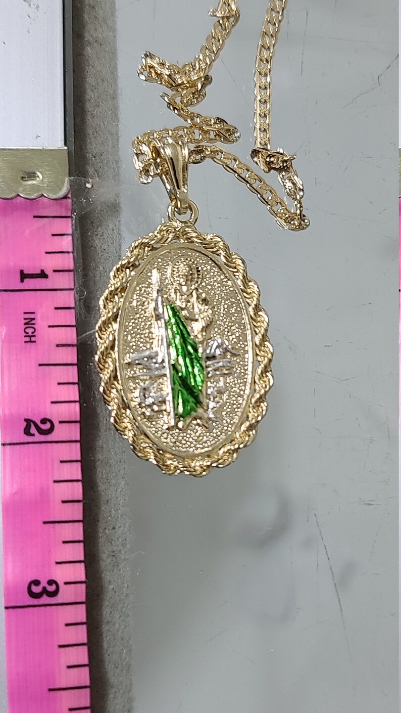 14k Gold Plated St. Jude Thaddeus Medal Necklace | San Judas Tadeo ...