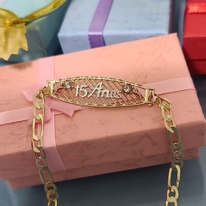14k Gold Plated MIS XV Bracelet | Pulcera &quot;Mis 15&quot; en Oro Laminado  | Gift for 15 Years  | Regalo para tus Quince | Deal Today  |