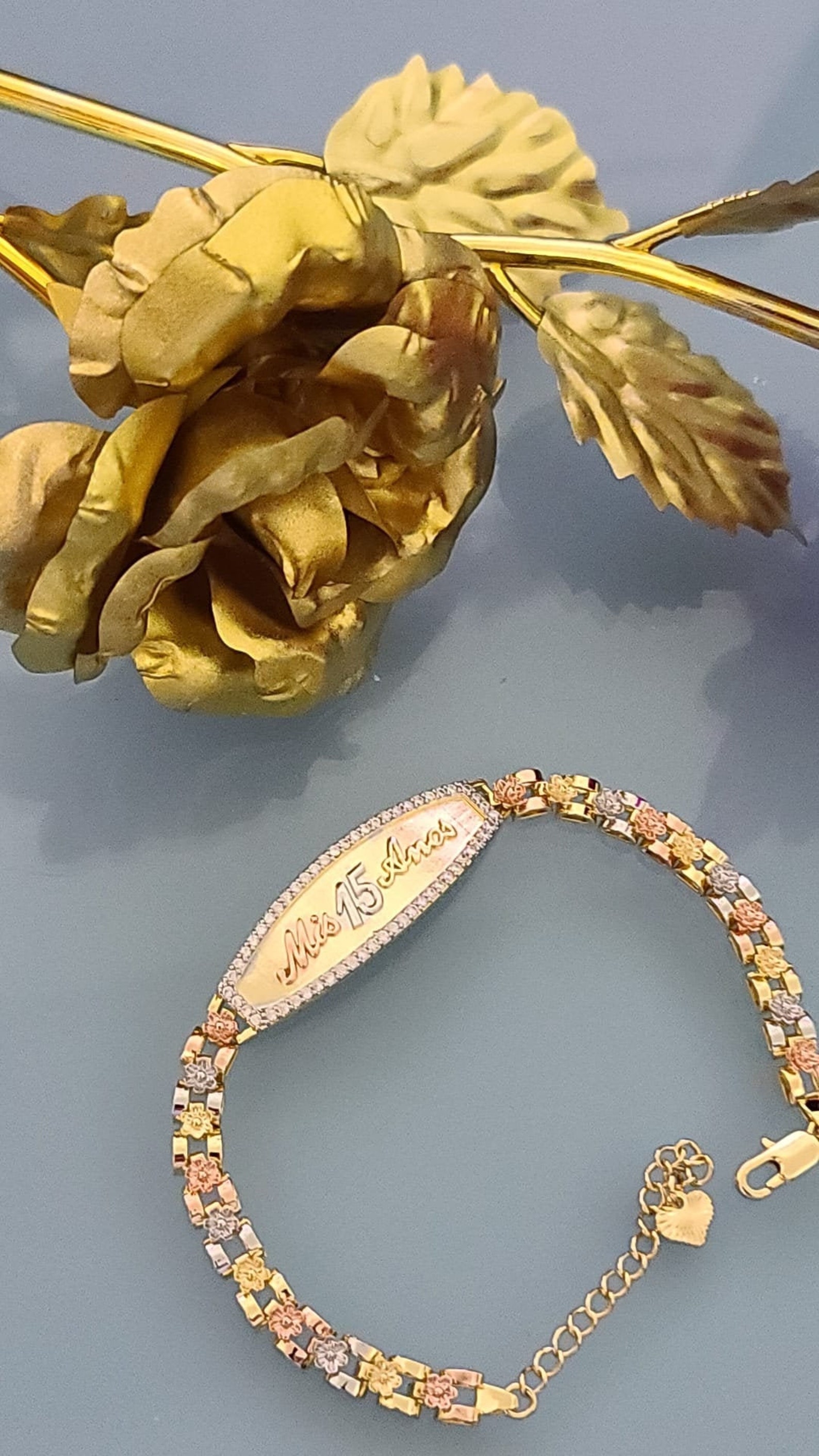 14k Gold Plated Jewelry Bracelet Quinceanera Gift 15th Etsy