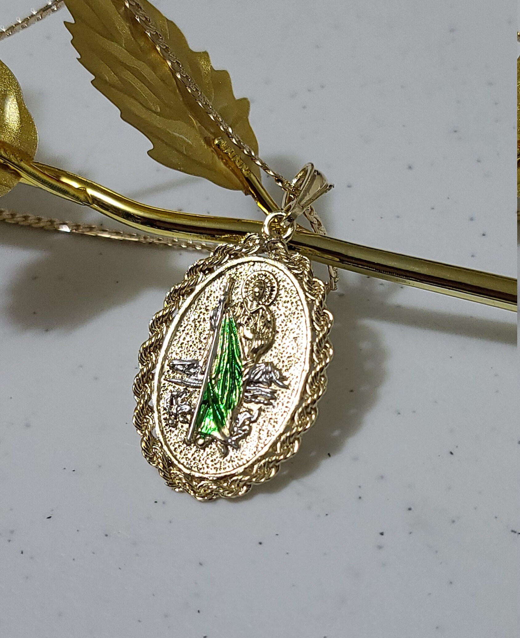 14k Gold Plated St. Jude Thaddeus Medal Necklace | San Judas Tadeo ...