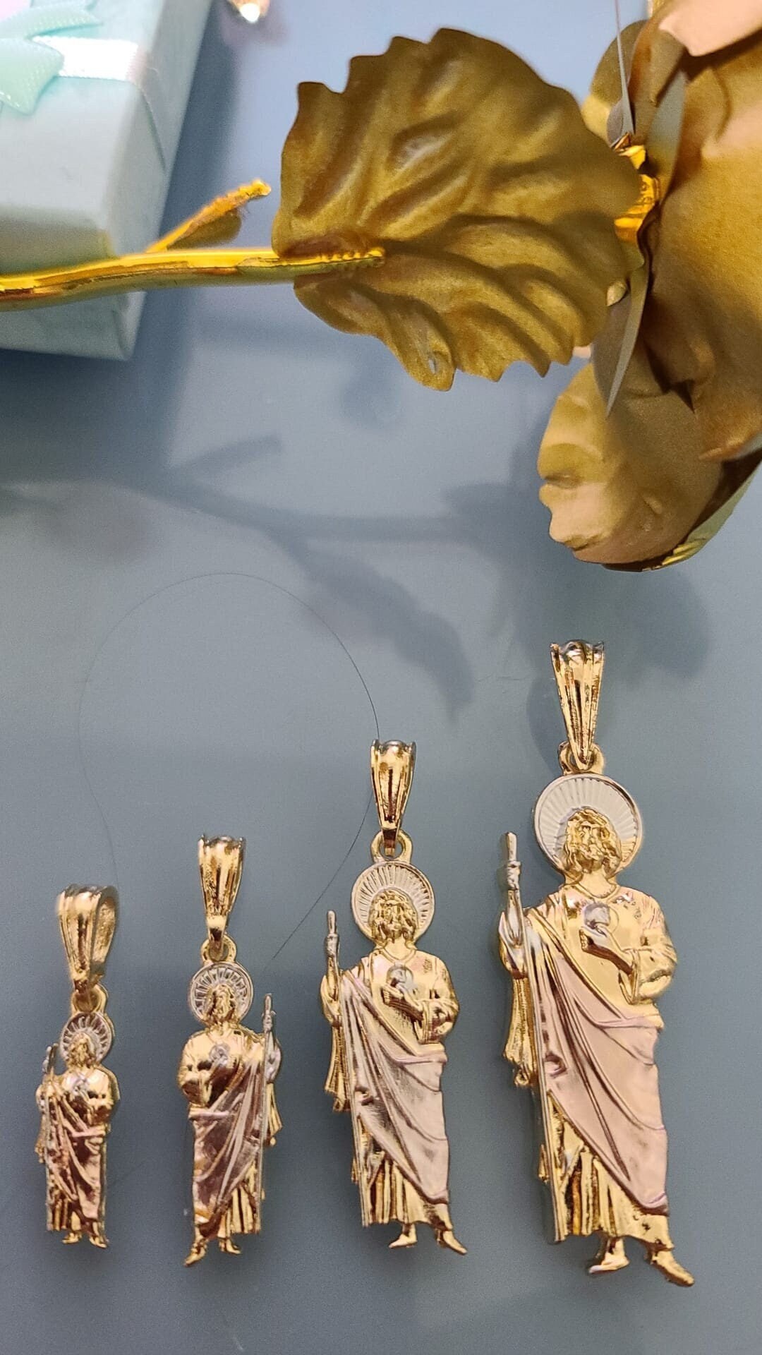 14k Tricolor Gold Plated Saint Jude Necklace ~san Judas Tadeo Cadena ...