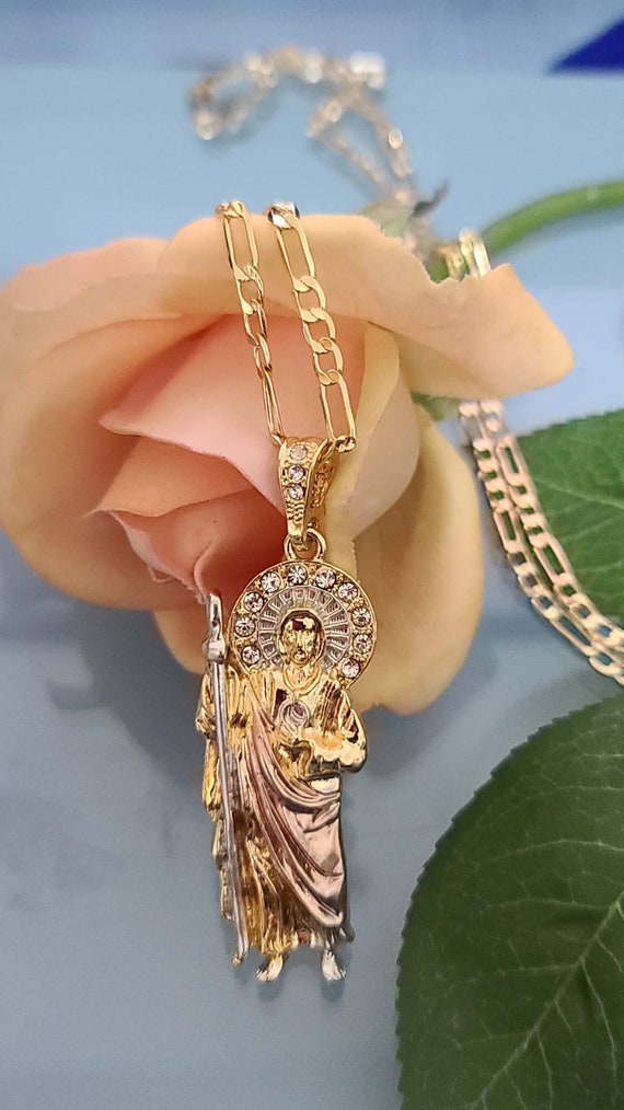 14k Tricolor Gold Plated Saint Jude Necklace | San Judas