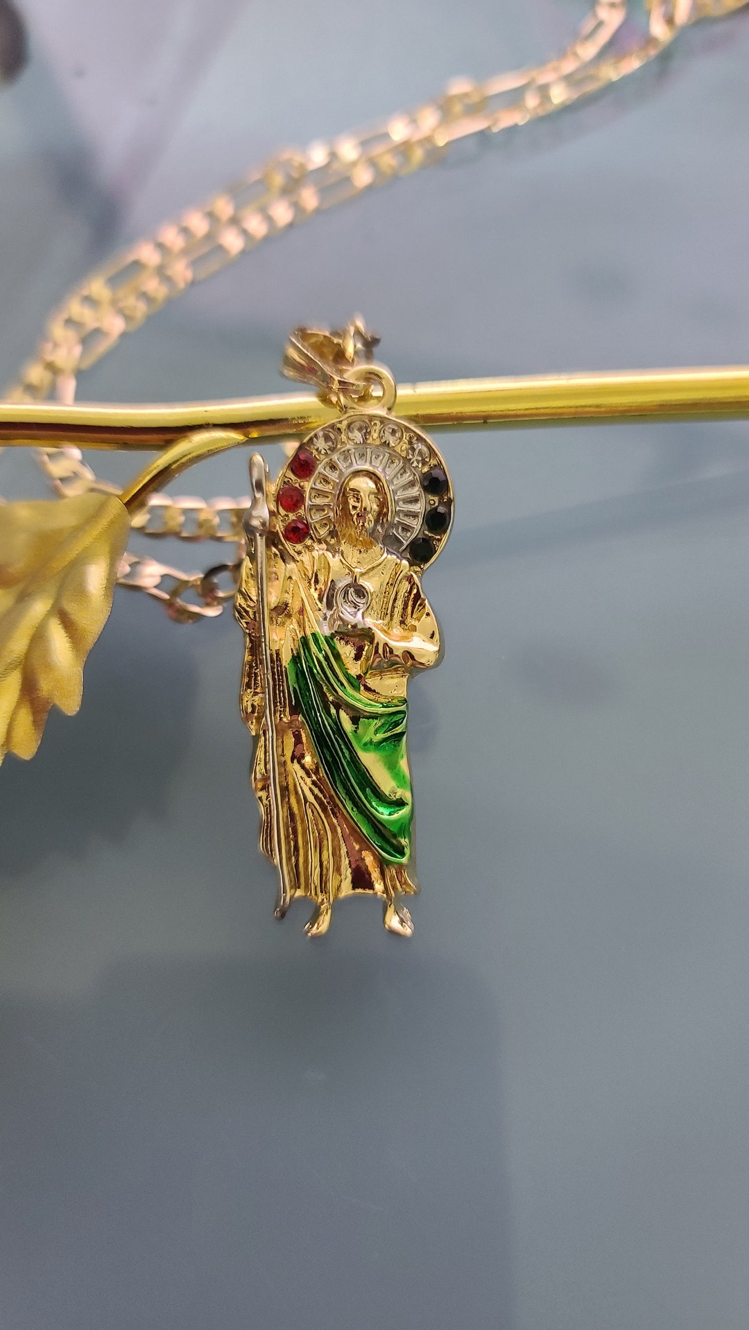 14k Gold Plated St Jude Necklace | San Judas Tadeo Cadena | Oro ...