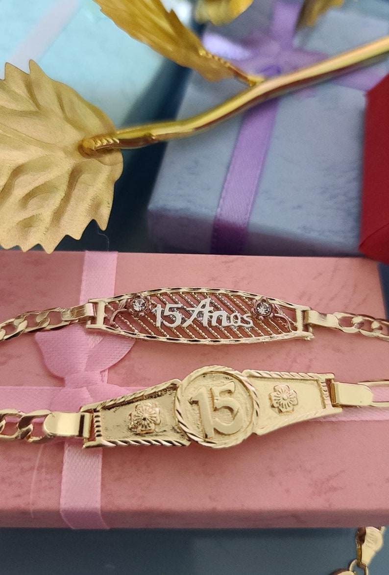 14k Gold Plated MIS XV Bracelet | Pulcera "Mis 15" en Oro Laminado | Gift for 15 Years | Regalo para tus Quince | Deal Today | bild 5
