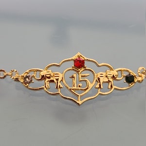 14k Gold Plated MIS XV Bracelet | Pulcera "Mis 15" en Oro Laminado | Gift for 15 Years | Regalo para tus Quince | Deal Today | bild 4