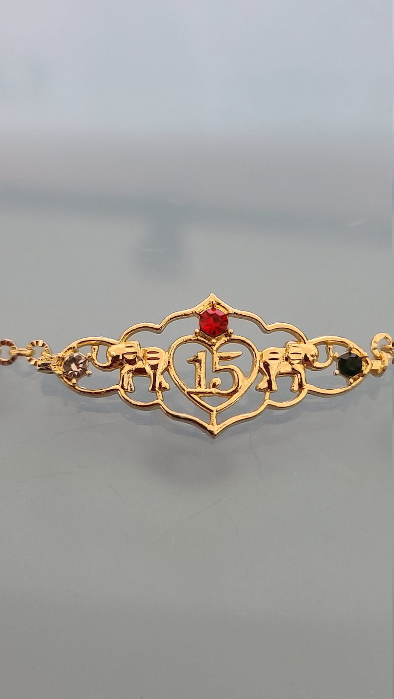 14k Gold Plated MIS XV Bracelet | Pulcera "Mis 15" en Oro Laminado | Gift for 15 Years | Regalo para tus Quince | Deal Today | bild 4