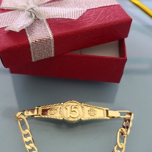 14k Gold Plated MIS XV Bracelet | Pulcera "Mis 15" en Oro Laminado | Gift for 15 Years | Regalo para tus Quince | Deal Today | bild 6