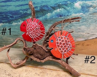Sand Dollar Fish Ornament, Handmade Ornaments, Sand Dollar Christmas Ornament, Coastal Ornament, Beach Ornament, Beach Christmas