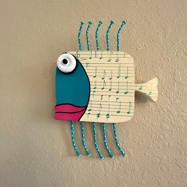 Funky Fish Wall Art, Wood Fish Wall Decor, Coastal Decor, Wooden Fish Decor, Beach House Wall Art, Wall Art, Lake House Decor