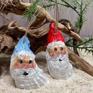 Oyster Shell Santa, Santa Ornaments, Handmade Ornaments, Sea Shell Christmas ornaments, Coastal Christmas Ornament, Beach Christmasy