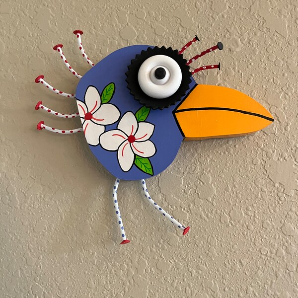 Funky Fowl Art, Wood Funky Bird Decor, Coastal Decor, Wooden, Beach House Art, Lake House Decor