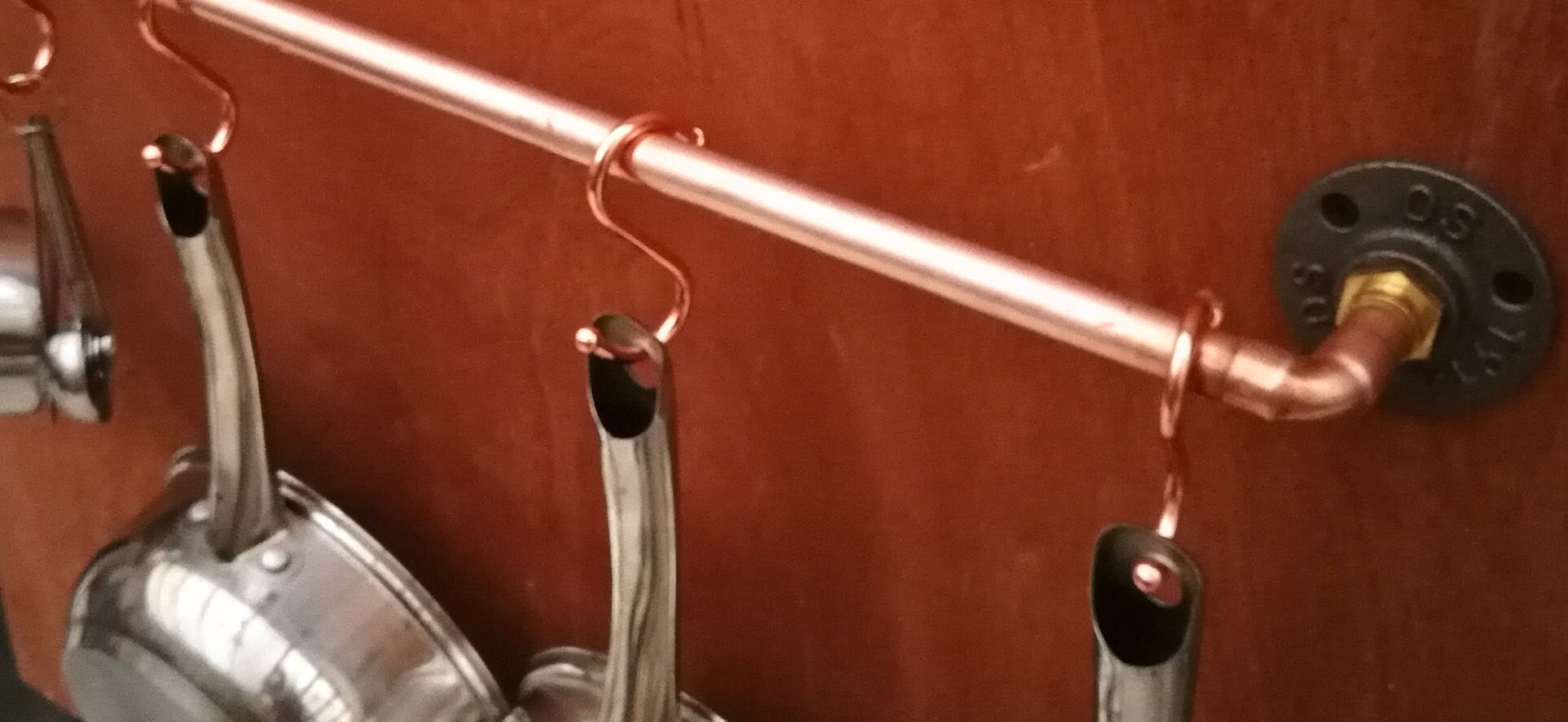 Copper Industrial Wall Pot Rack Rail Etsy