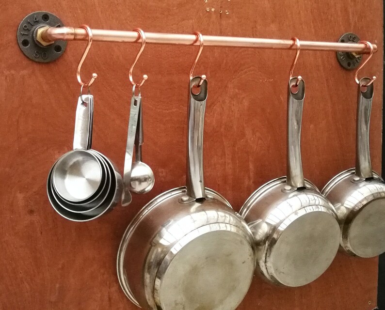 Copper Industrial Wall Pot Rack Rail Etsy