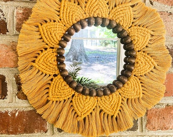 Macrame Mirror | Sunflower Mirror | Boho Mirror | Hippie Mirror