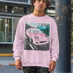 Slammed Pink Miata Crewneck / JDM Stance Car Sweatshirt Hoodie / Stanced Camber, Bakslash Automotive Streetwear Bosozoku / Car Accessories