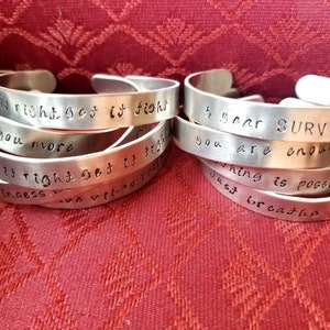 Custom hand stamped aluminum metal cuff bracelets image 3