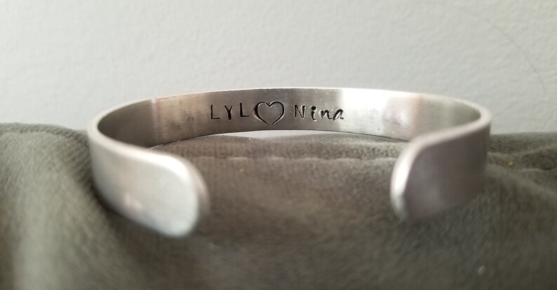 Custom hand stamped aluminum metal cuff bracelets image 4