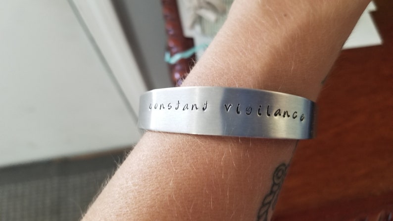 Custom hand stamped aluminum metal cuff bracelets image 6